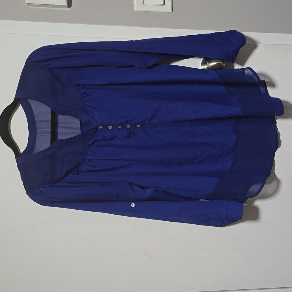Mens Navy Blue Long Sleeve Blouse Size XL